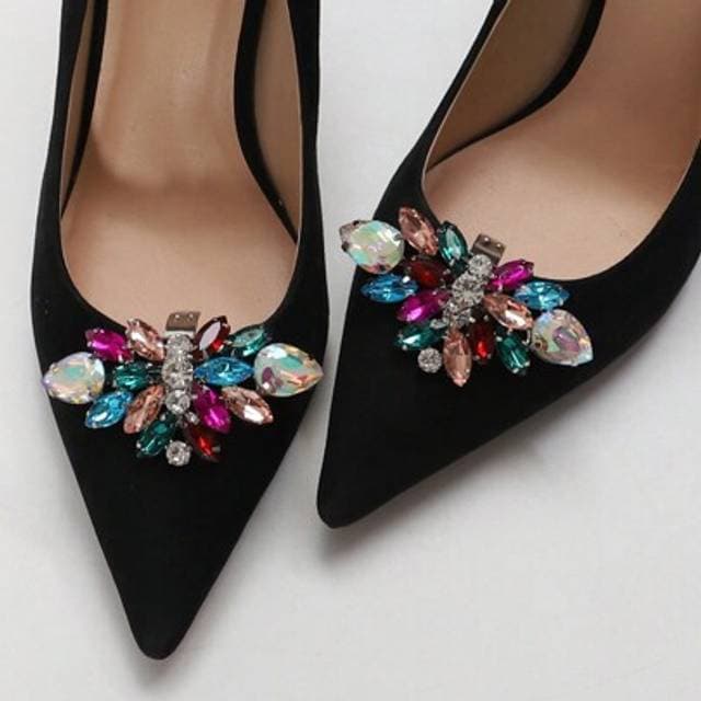 Shein 2pcs Multicolor Rhinestone Rhombus Shoe Decorations