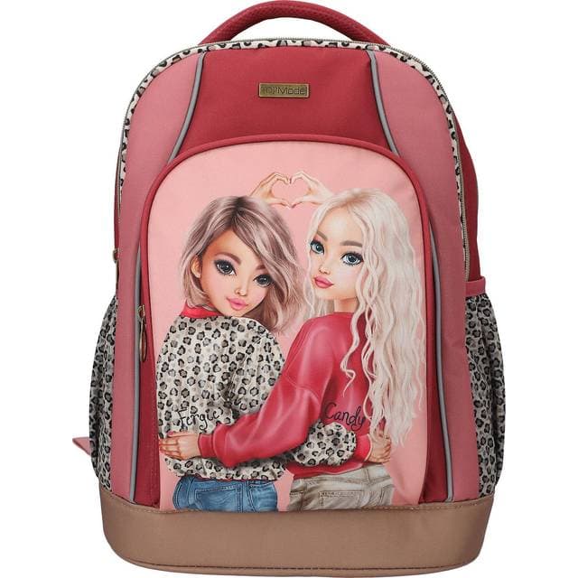 Top Model Leoheart Skoletaske Skolerygsæk - Pink/Brun/Rød
