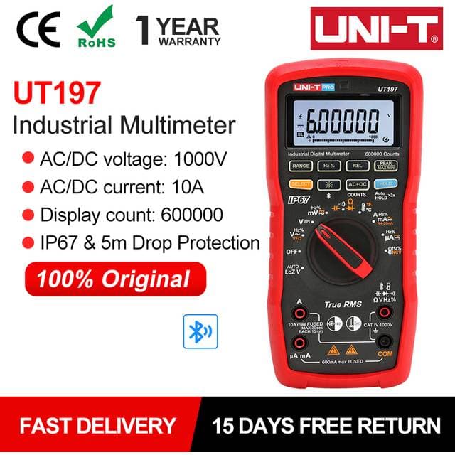 Uni-t Pramoninis Multimetras 1000V AC DC 60MOm