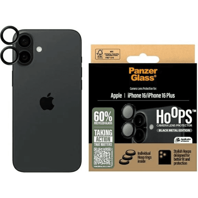 PanzerGlass Hoops Sort Kameralinsebeskytter iPhone ''24 6.1 6.7