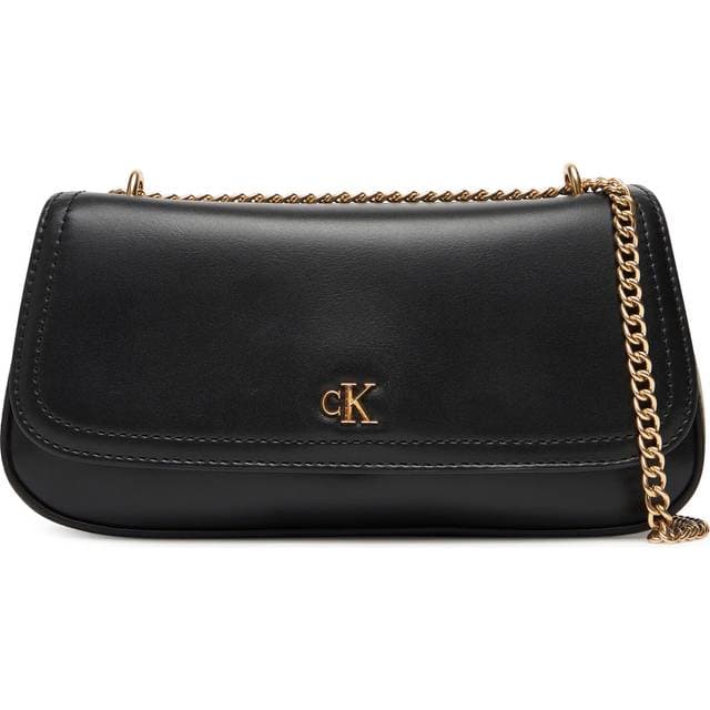 Calvin Klein Monogram Logo Hardware Chain Small Shoulder Bag - Black