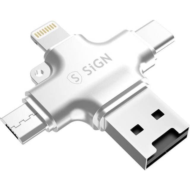 SiGN Micro SD Hukommelseskortlæser USB-C USB-A Lightning