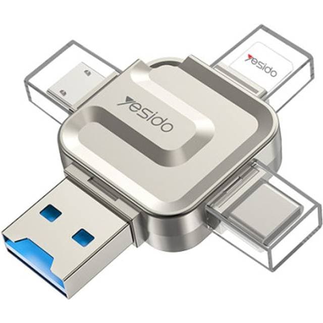 Yesido 4-i-1 USB Flashhukommelseskortlæser OTG Adapter