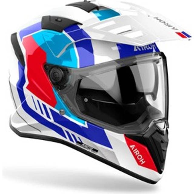 Airoh Bandit Dual Road Enduro Helmet - Glossy White Blue Red
