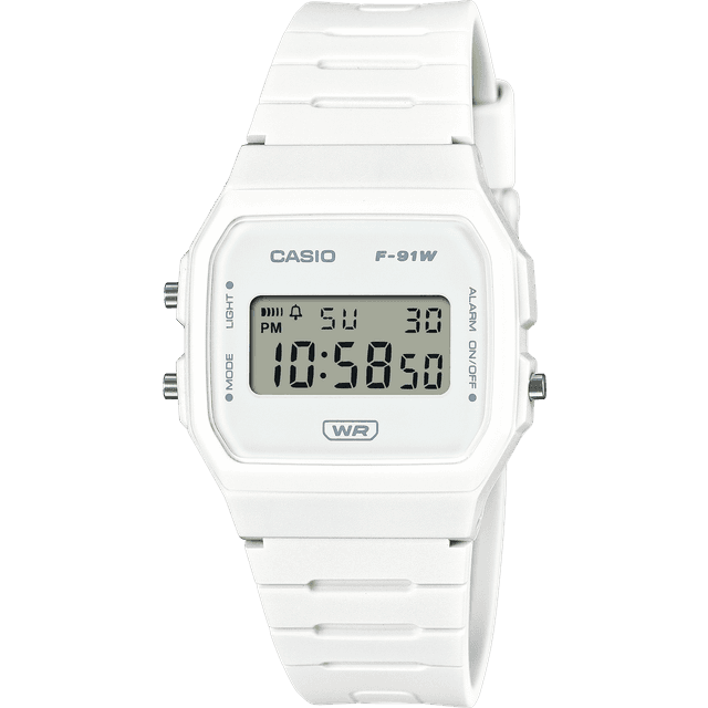 Casio F-91WB-7A Herre 33 mm Digitalt Kvarts Mineralglas White 33 mm