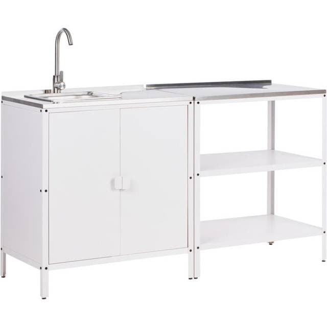 Beliani 2 Piece Outdoor Kitchen Set Metal White