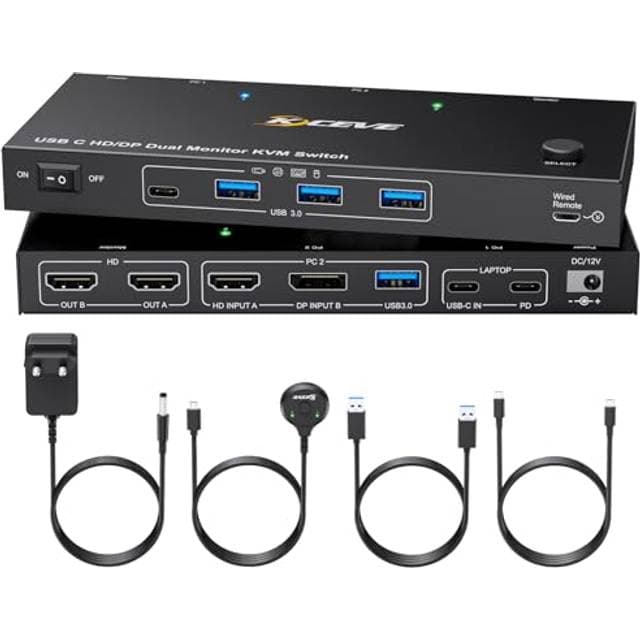YoutinghDAV KVM Switch 2 PC 2 Monitore USB C
