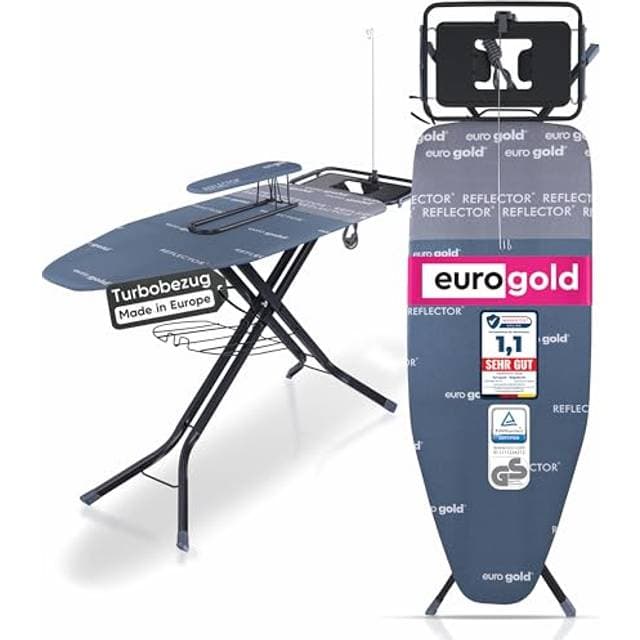 EuroGold XXL Bügelbrett 130x48cm Mit Turbobezug