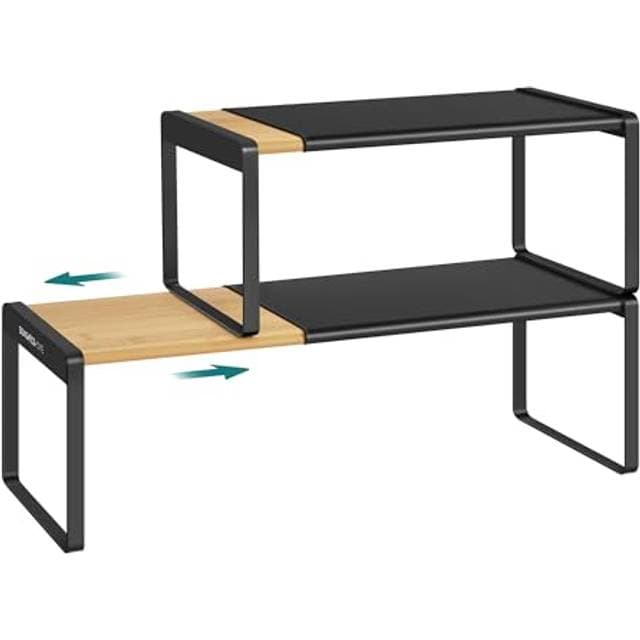 Songmics Gewürzregal 2er Set Ausziehbar Naturbeige Tintenschwarz