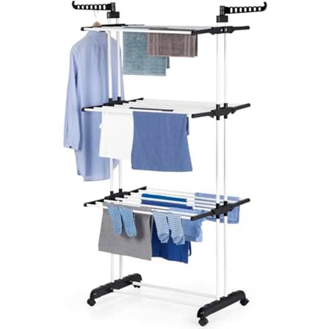 EASYmaxx Klappbarer Wäscheständer Schwarz Weiß