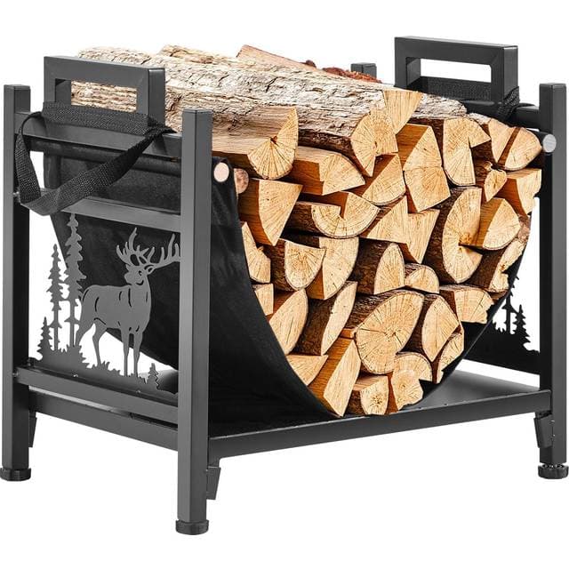 VEVOR Indendørs Brændehylde 45 cm Buet Med Lærredsholder