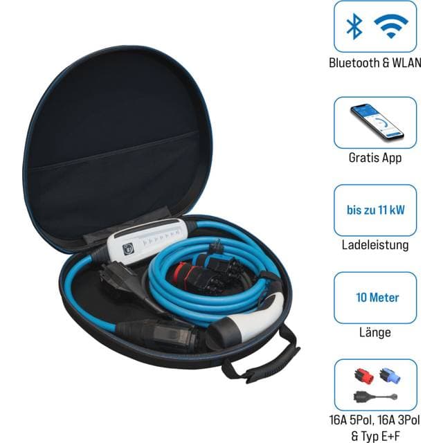 NRGkick Opladningsenhed Elbil 16A 10m Kabel 11kW Bluetooth WiFi