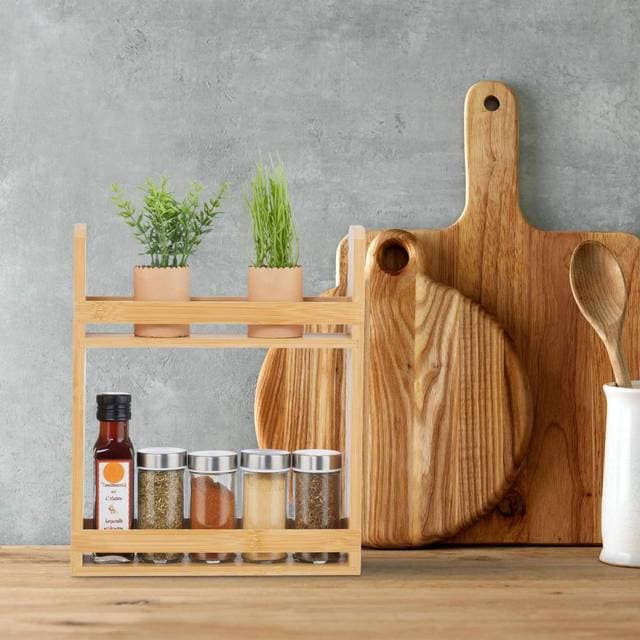 Northix Bamboo Spice Rack 2-Kerroksinen Keittiön Järjestäjä