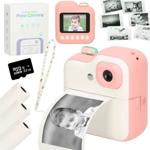 Ikonka Polaroidkamera Til Børn Termisk Printer 24 MP Pink