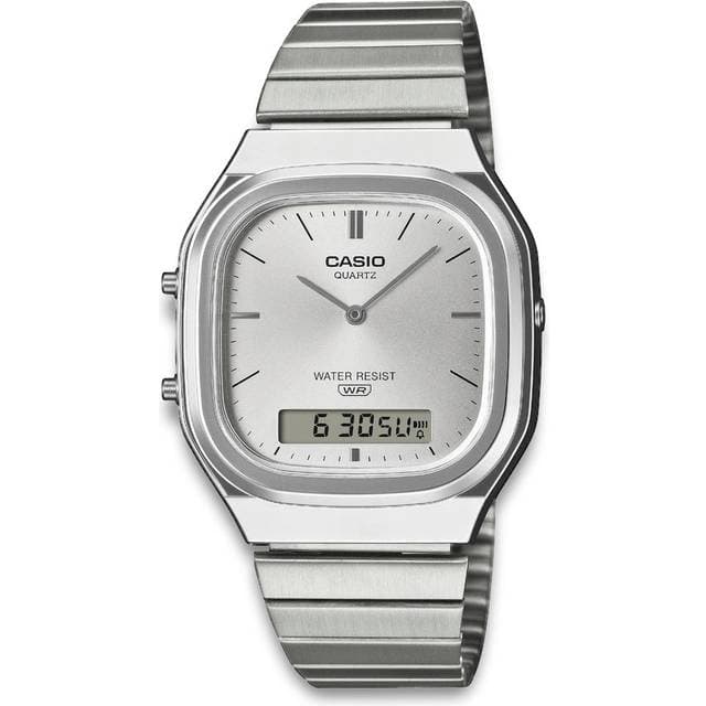 Casio Vintage AQ-240E-7AEF Sølvfarvet Anadigi Dameur Herreur