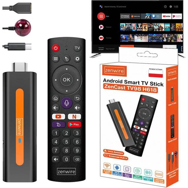 Zenwire Multimedieafspiller Android 14 Smart TV Stick Box
