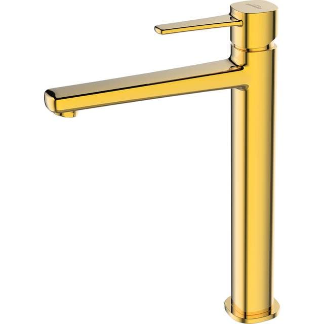 Hill Ceramic Tvättställsblandare Tresse Guld Blank Hög