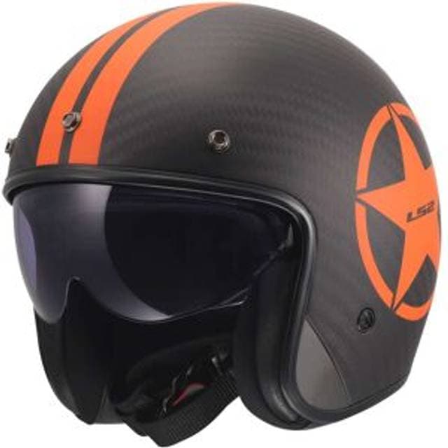 LS2 Pilothjelm OF601 BOB II C Star Stjerne Orange Voksen