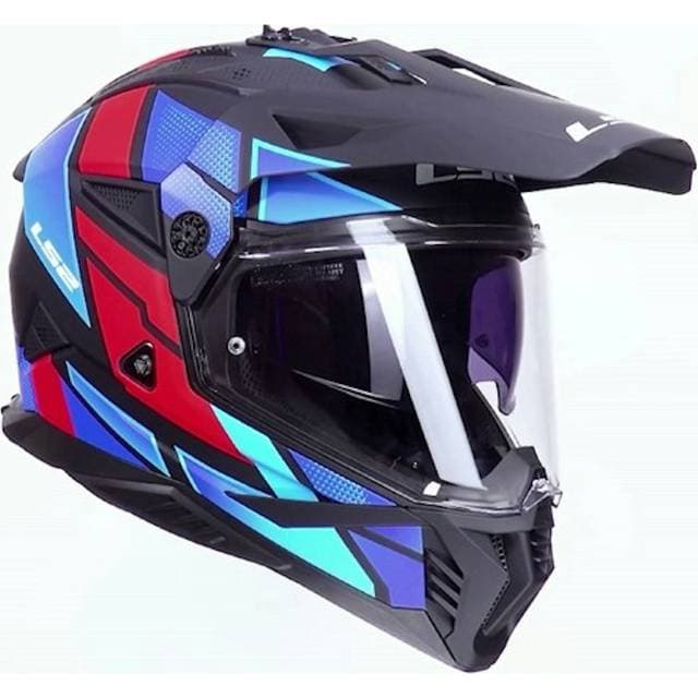 LS2 Adventurehjelm Pioneer II Block - Sort/Rød/Blå