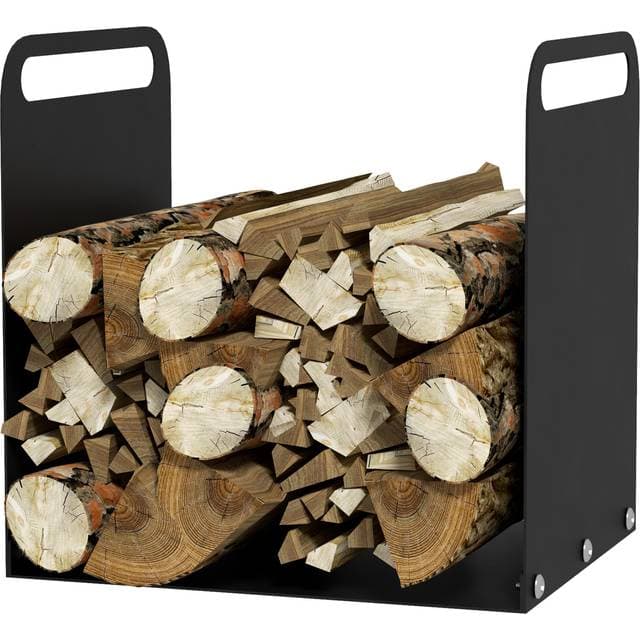 OutSunny Brændehylde 2 Bærehåndtag Stålramme