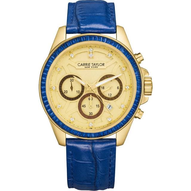 Carrie Taylor Chronograph Blue 42mm Guldfarvet Kvarts Dameur