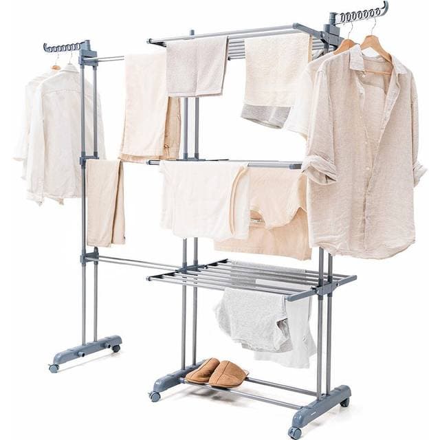 InnovaGoods Dolver XL Foldable Vertical Clothes Drying Rack With Wheels
