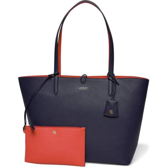 Lauren Ralph Lauren Shopper Faux Pebble Grain Rvrsble Tote - Navy