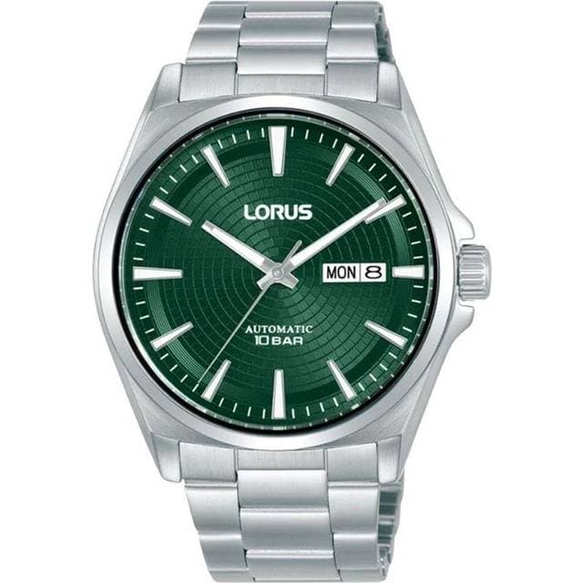 Lorus Mens 100m Automatic Day-Date Green Steel 42mm