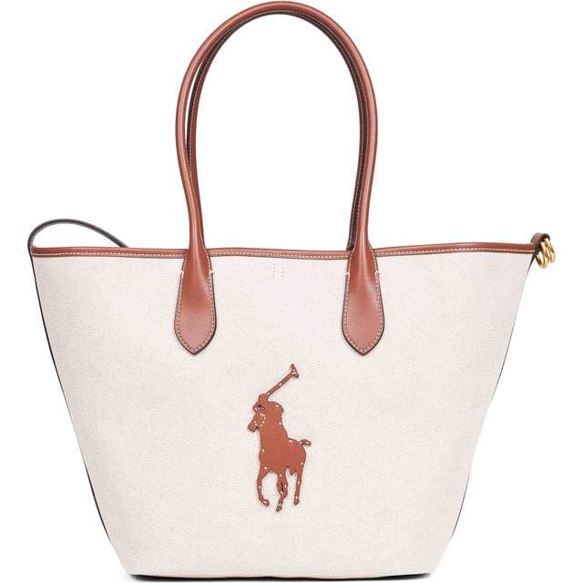Polo Ralph Lauren Bellport Canvas Leather Medium Tote - Cream