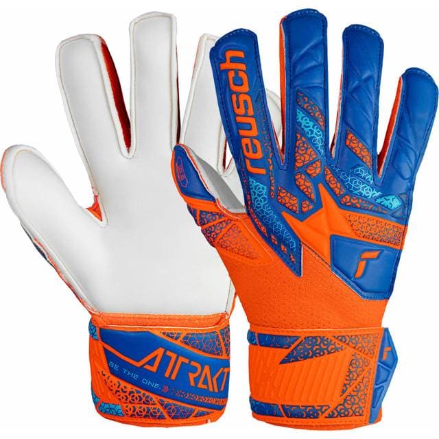 reusch Attrakt Solid Finger Support Junior Målmandshandsker - Blå-Orange
