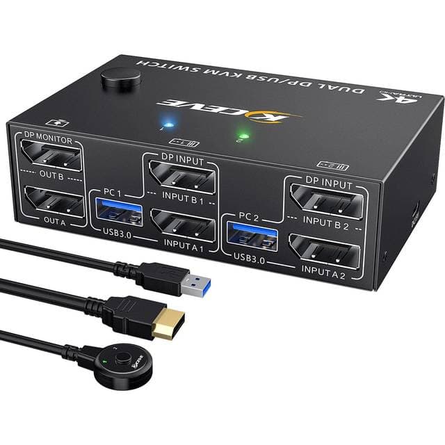 Spactz Kvm Switch Dual Monitor Displayport 4 Usb3.0