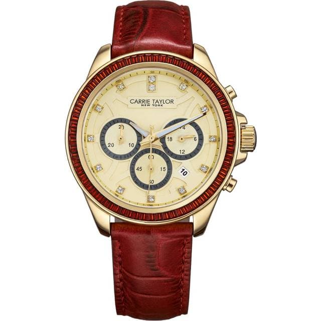 Carrie Taylor Chronograph Red 42mm Guldfarvet Kvarts Dameur