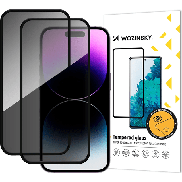 Wozinsky iPhone 17 16 Pro Super Tough Privacy Hærdet Glas 9H 2 Stk