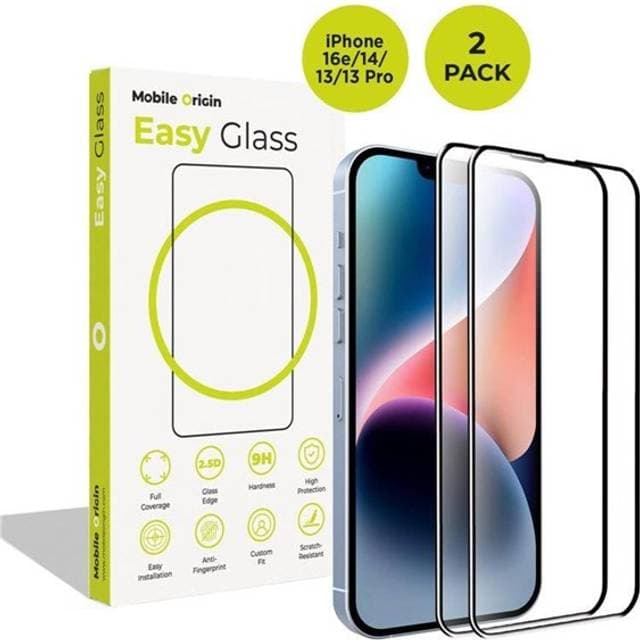 Mobile Origin EasyGlass Skærmbeskyttelse iPhone 16e 14 13 Pro 2 Stk