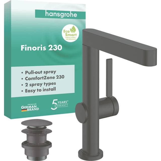 Hansgrohe Finoris Håndvaskarmatur 230 Push-Open Tud Udtræksbruser