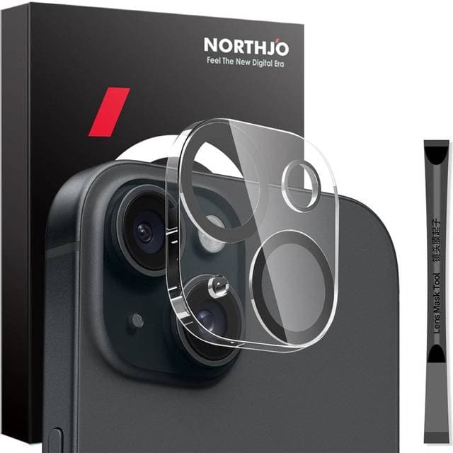 Northjo iPhone 15 15 Plus Hærdet Kameralinseglas
