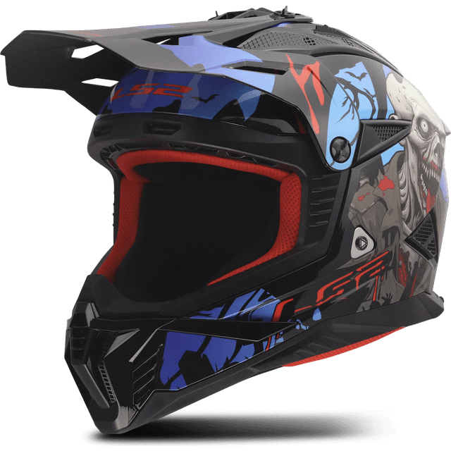 LS2 Crosshjelm MX708 Fast II MX Zombie II - Sort/Rød/Blå