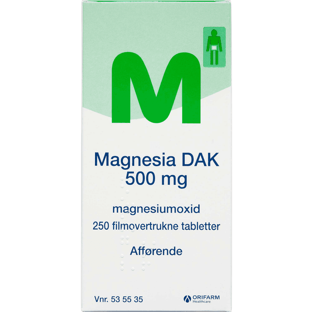 Orifarm Magnesia DAK 500mg 250 stk Tablet