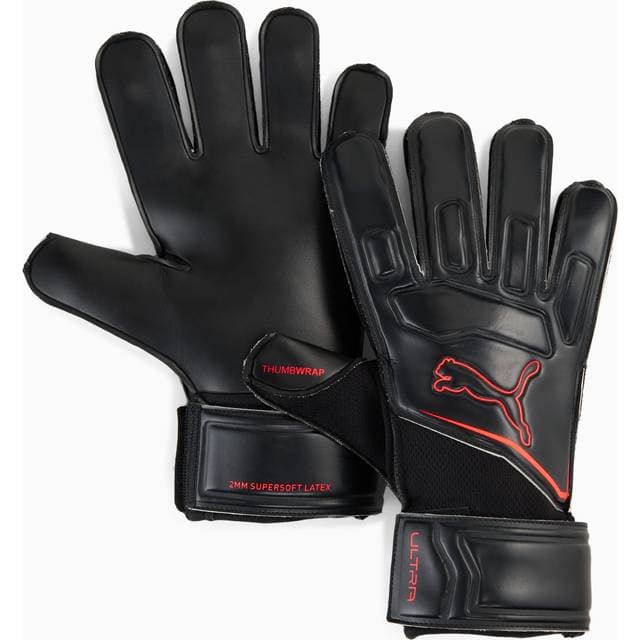 Puma Ultra Play Regular Cut Goalkeeper Gloves - Black/Glowing Red
