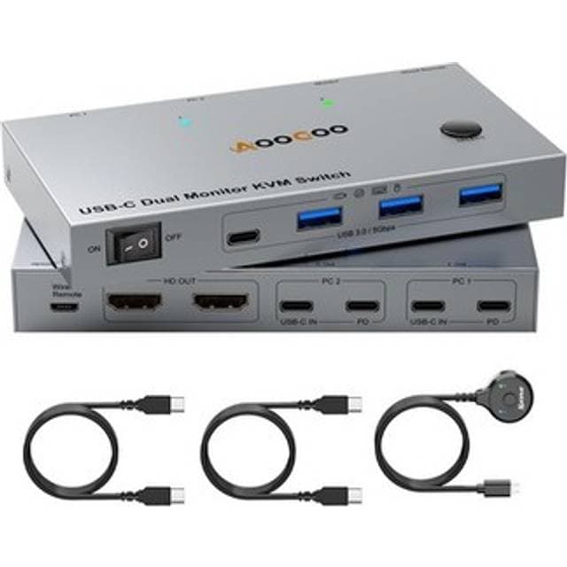 Kceve 4K USB C KVM Switch 2 Monitors