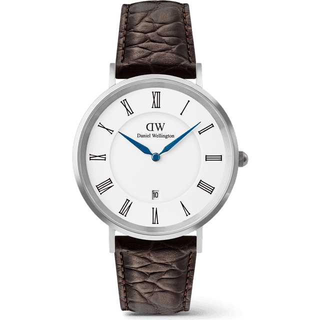 Daniel Wellington Classic Herreur Romertal Mørkebrun Croco Sølv 40mm