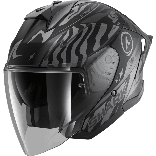 SHARK Helmets Pilothjelm Jet Cup Speed-Fancy - Sort/Antracit/Sølv