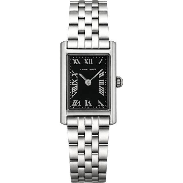 Carrie Taylor Petite Silver Rectangular Black Dial 19mm