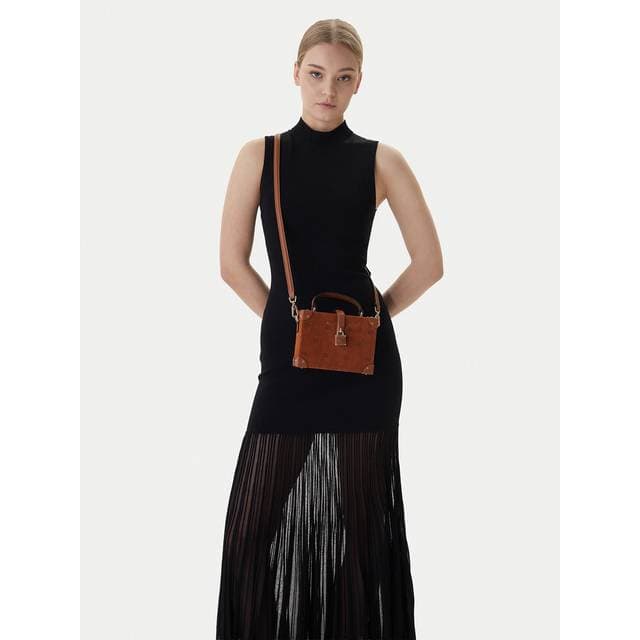 Karl Lagerfeld Suede Autograph Padlock Trunk Taske - Brun