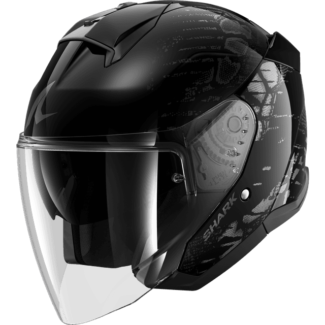 SHARK Helmets Pilothjelm Skwal Jet Reptaia - Sort/Antracit Dame