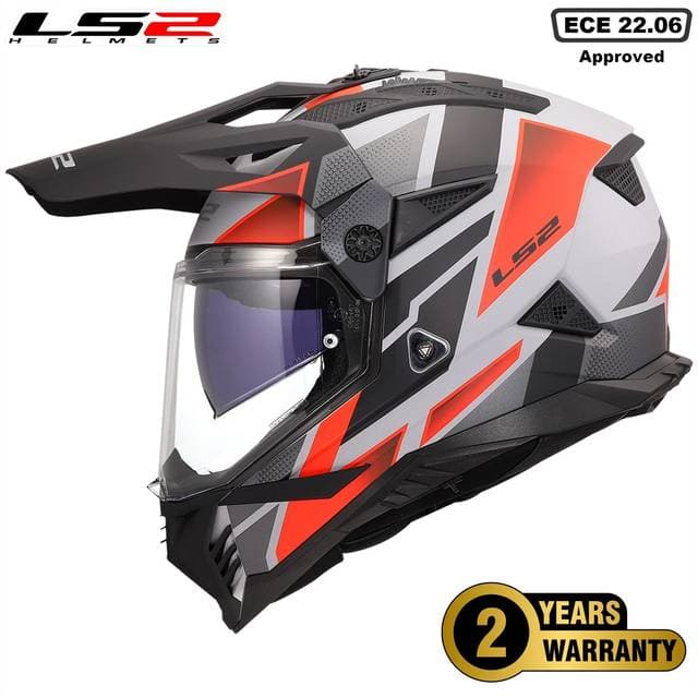 LS2 Mx702 Pioneer Ii Dual Visor Motorbike Helmet - Grey Red