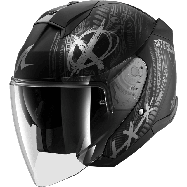 SHARK Helmets Pilothjelm Skwal Jet Shiever - Sort/Antracit/Sølv Voksen