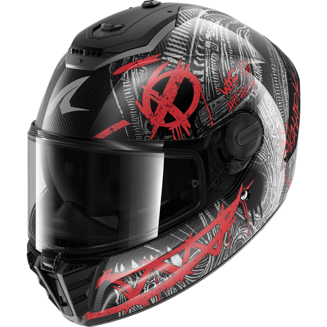SHARK Helmets RS Carbon Shiever Full Face Helmet - Black/Dark Grey/Red Man