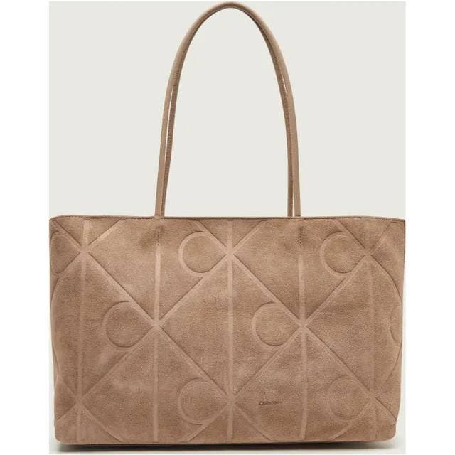 Calvin Klein Shopper Tote Embossed Emblem - Brun