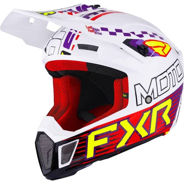 FXR Clutch Race Div Motocross Helmet - White/Purple/Red/Yellow Man